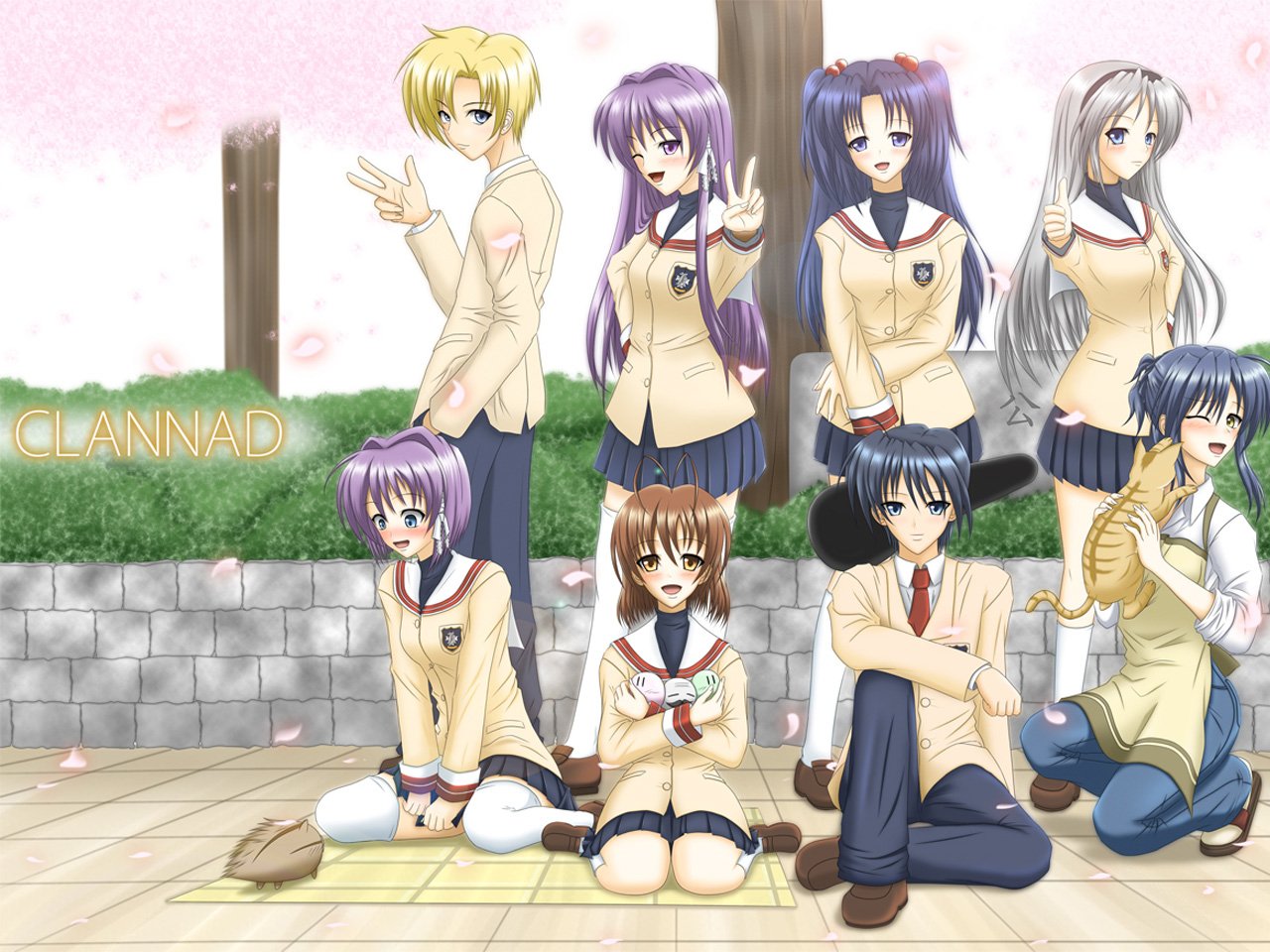 Botan (Clannad) Misae Sagara Katsuki Shima Youhei Sunohara Tomoya Okazaki Ryou Fujibayashi Kyou Fujibayashi Tomoyo Sakagami Kotomi Ichinose Nagisa Furukawa Anime Clannad Image