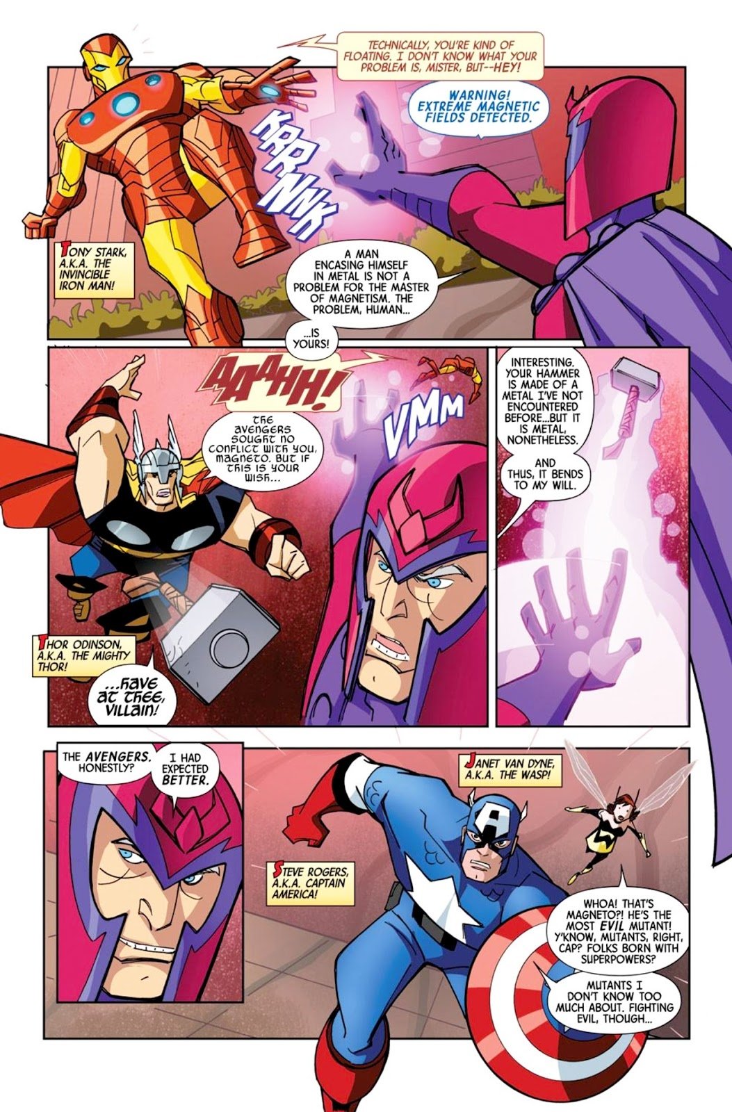 Janet van Dyne Captain America Thor Magneto (Marvel Comics) Wasp (Marvel Comics) Iron Man Comic The Avengers: Earth's Mightiest Heroes Image