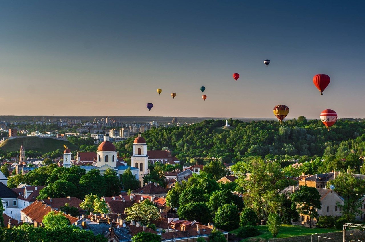 city man made Vilnius hot air balloon Image