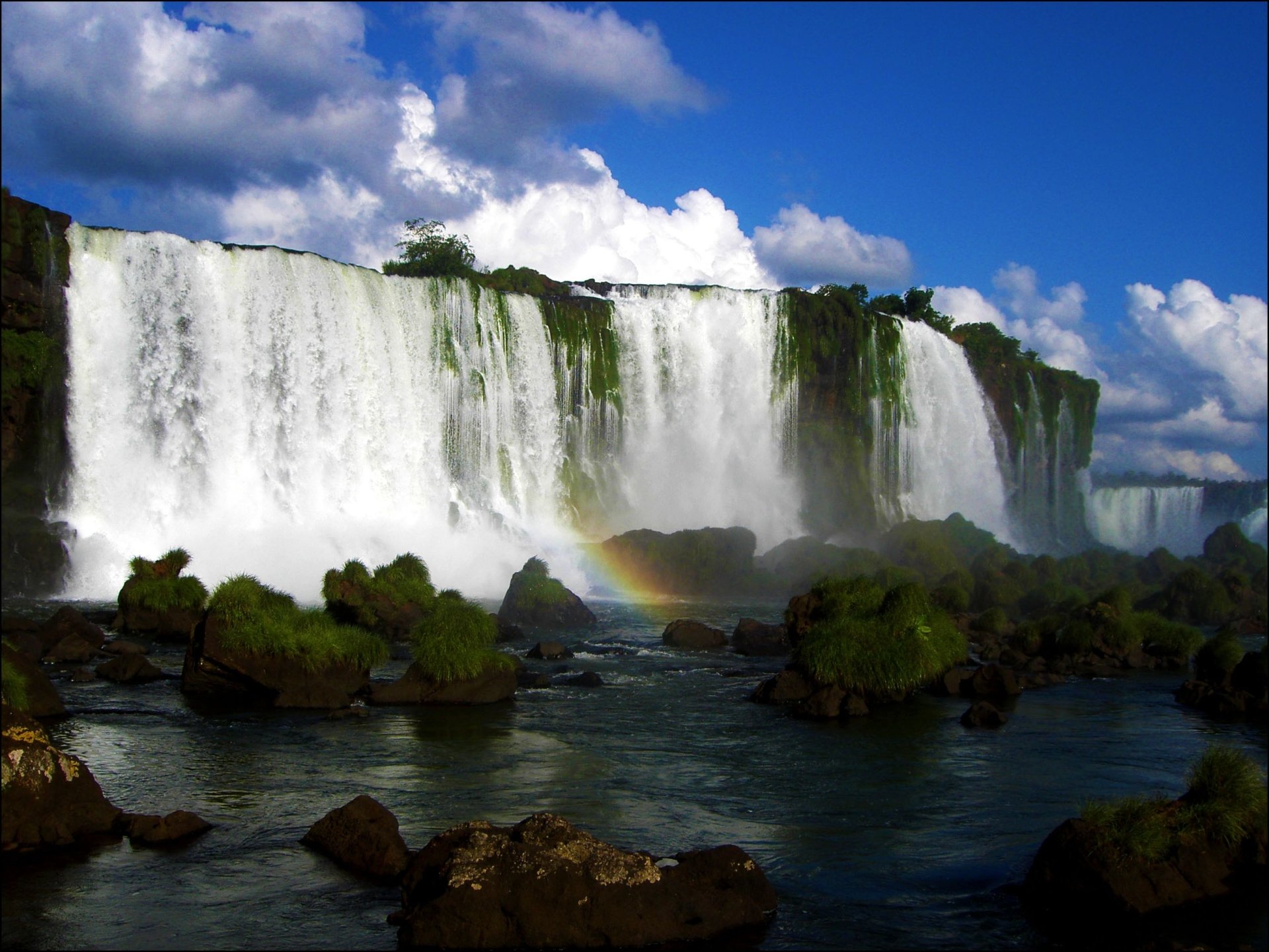moss cliff waterfall nature Iguazu Falls Image