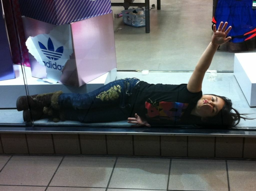  Really bored kid at the mall