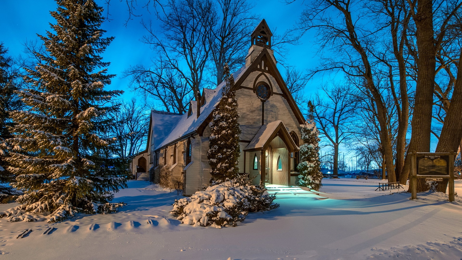 Country Church in Winter - Image Abyss