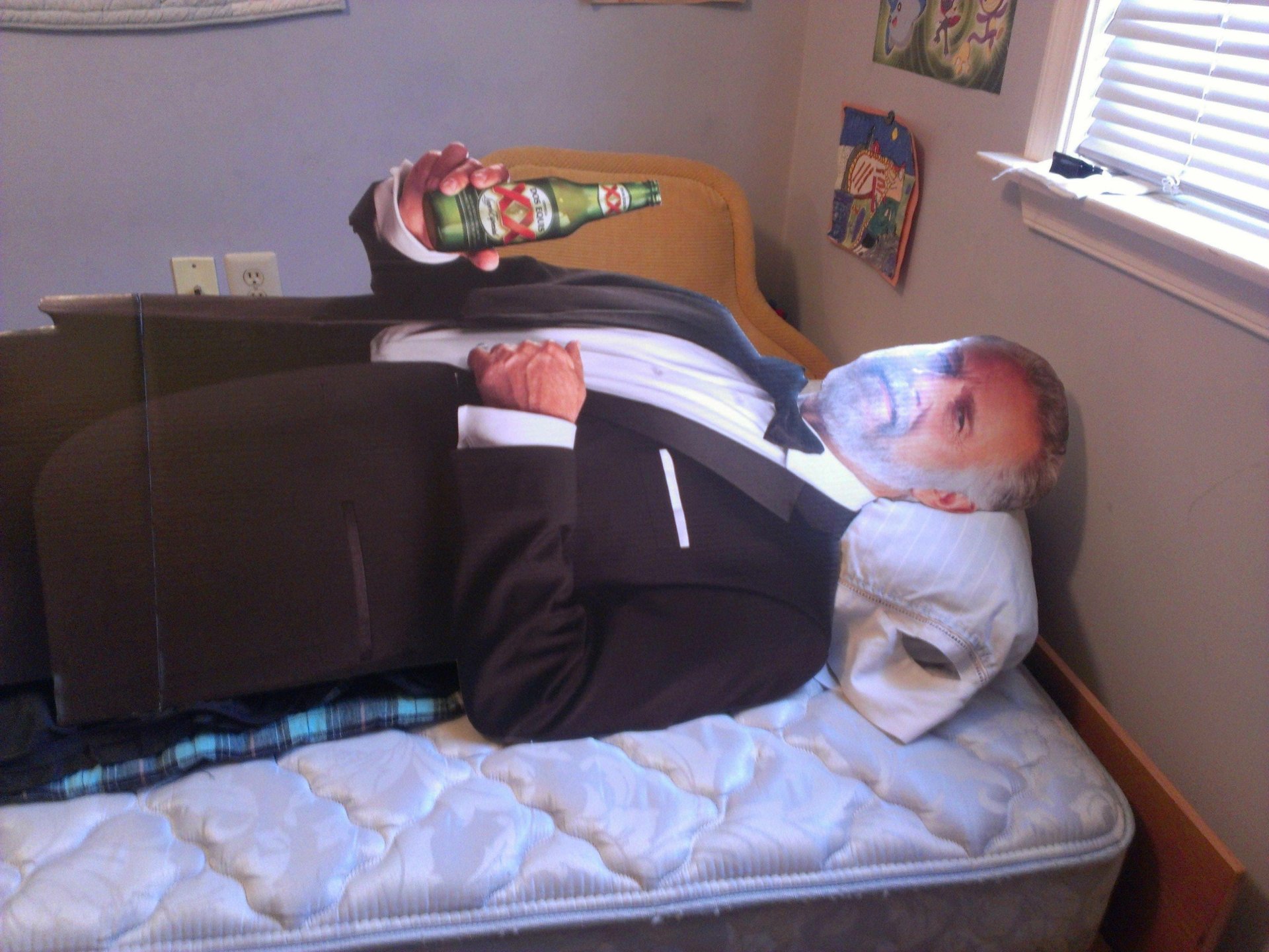 food beer cardboard cutout funny decor bed Image