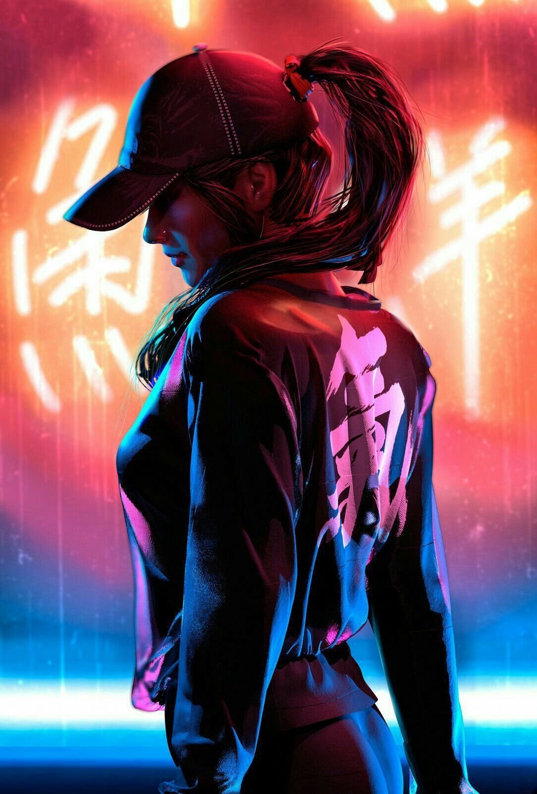long hair shirt cap Sci Fi woman Image