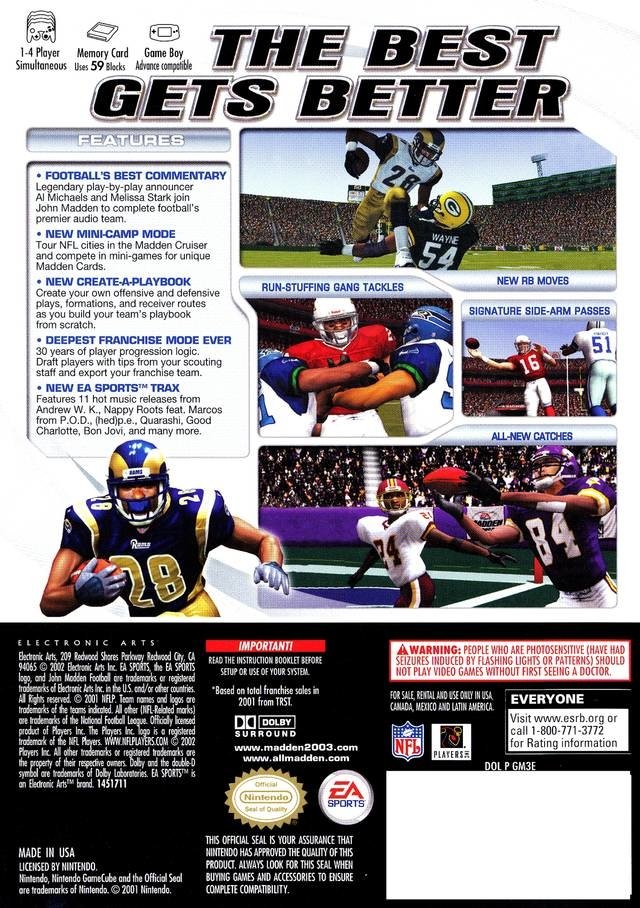 video game Madden NFL 2003 Image