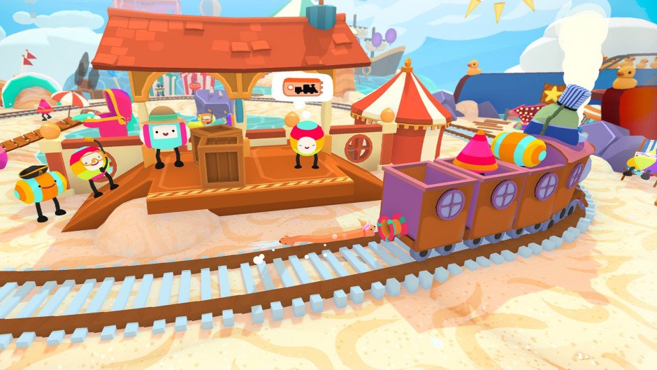 video game Phogs! cartoon train colorful Image