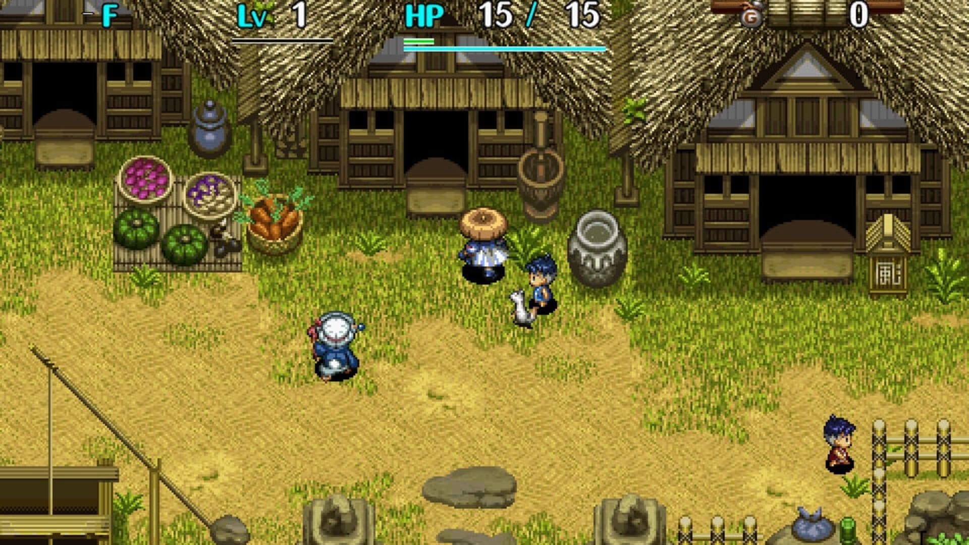video game Shiren the Wanderer: The Tower of Fortune and the Dice of Fate village RPG pixel art Image