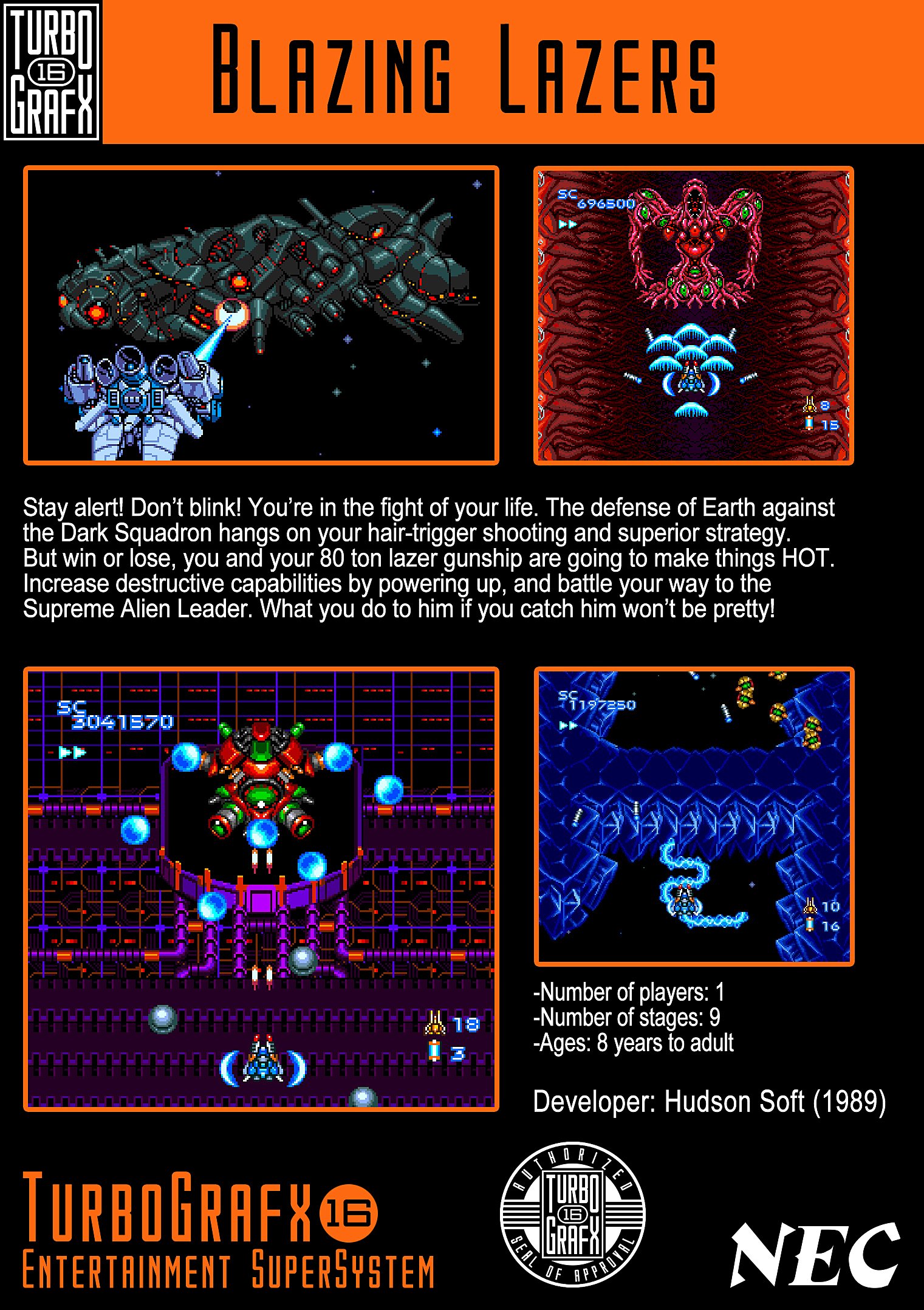 video game Blazing Lazers Image