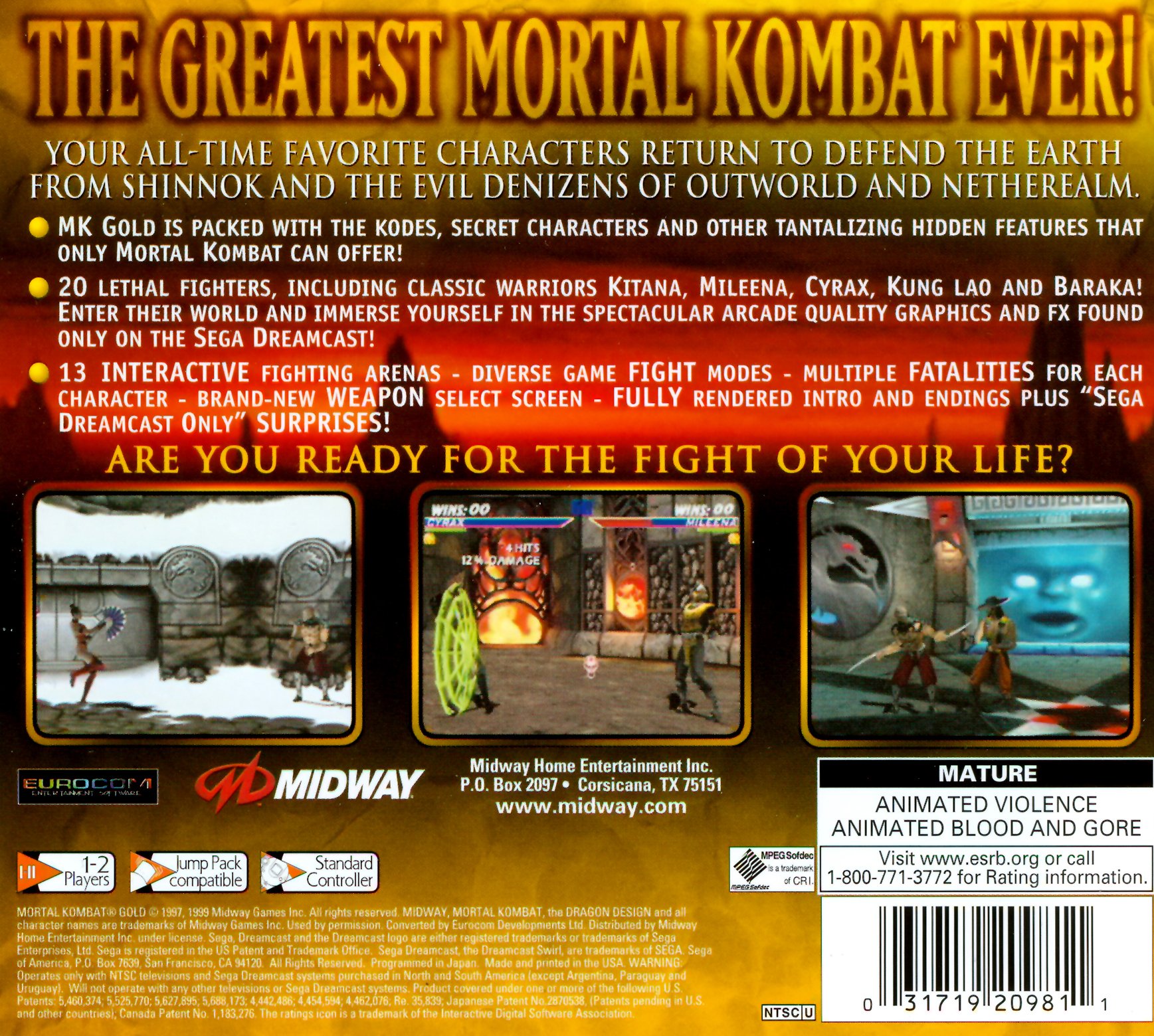 video game Mortal Kombat Gold Image