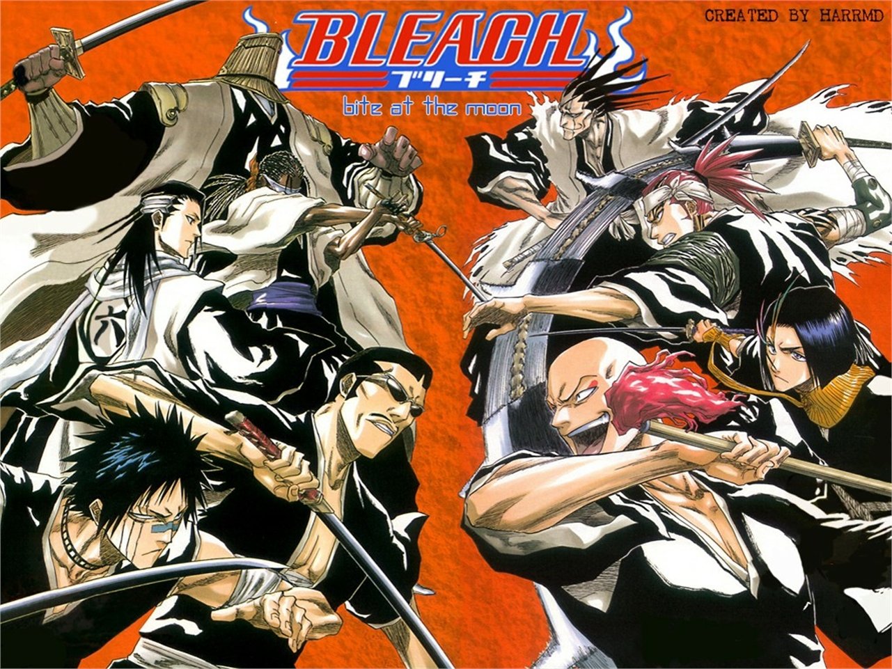 Ikkaku Madarame Yumichika Ayasegawa Renji Abarai Kenpachi Zaraki Hisagi Shūhei Tetsuzaemon Iba Byakuya Kuchiki Kaname Tosen Sajin Komamura Anime Bleach Image