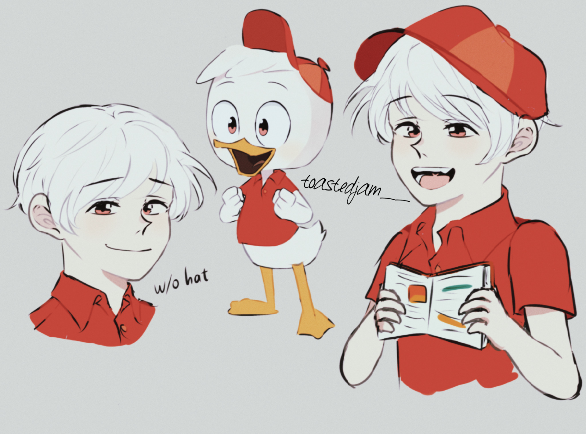cute cap red eyes DuckTales humanized Huey Duck TV Show DuckTales (2017) Image