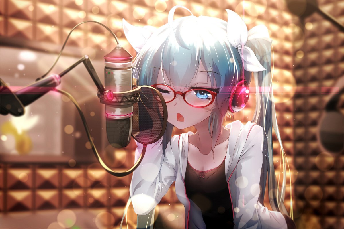 Download Hatsune Miku Microphone Glasses Vocaloid Image