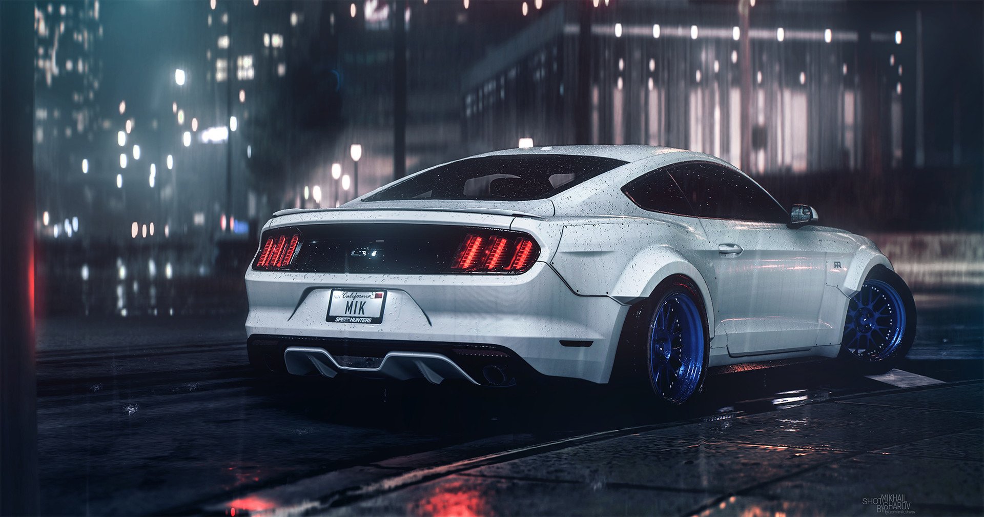 car rain night vehicle Ford Mustang RTR Image