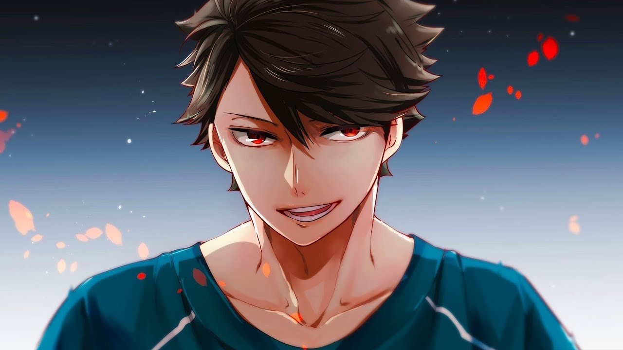 brown hair red eyes Tōru Oikawa Haikyū!! Anime Image