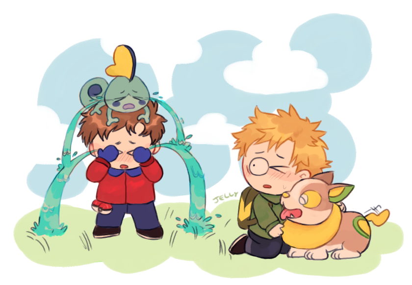brown hair blonde pokeball crying Pokemon Sobble (Pokémon) Yamper (Pokémon) Tweek Tweak Clyde Donovan TV Show South Park Image