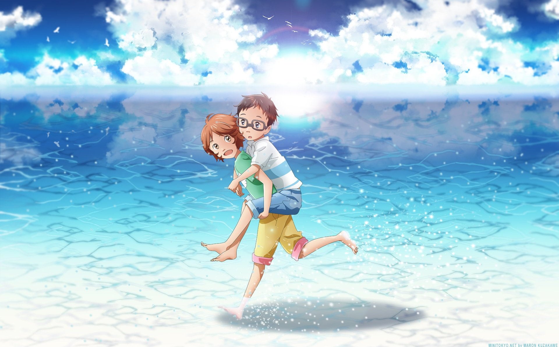 Download Glasses Feet Little Boy Little Girl Tsubaki Sawabe Kousei Arima Anime Your Lie In April Image