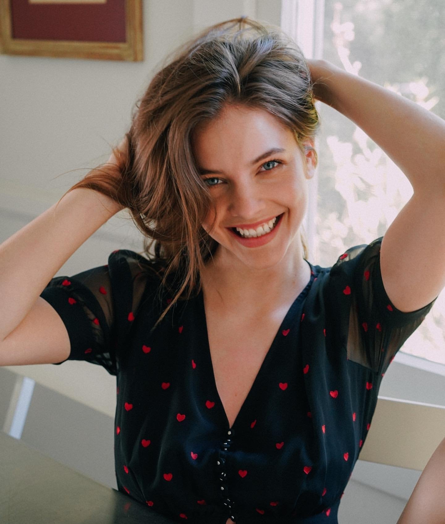 smile brunette blue eyes model Hungarian Celebrity Barbara Palvin Image