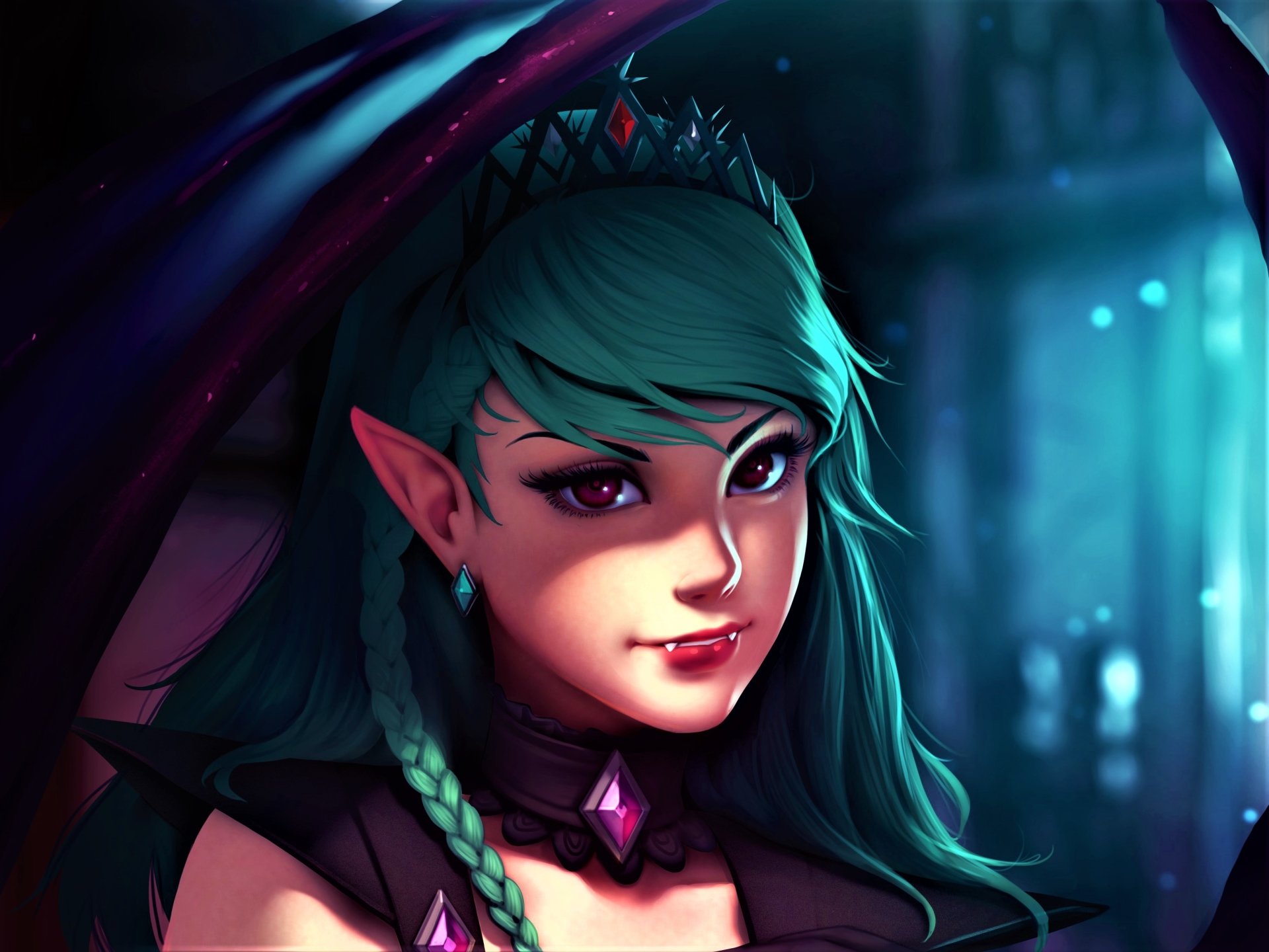 Download Pointed Ears Wings Long Hair Fantasy Vampire Image