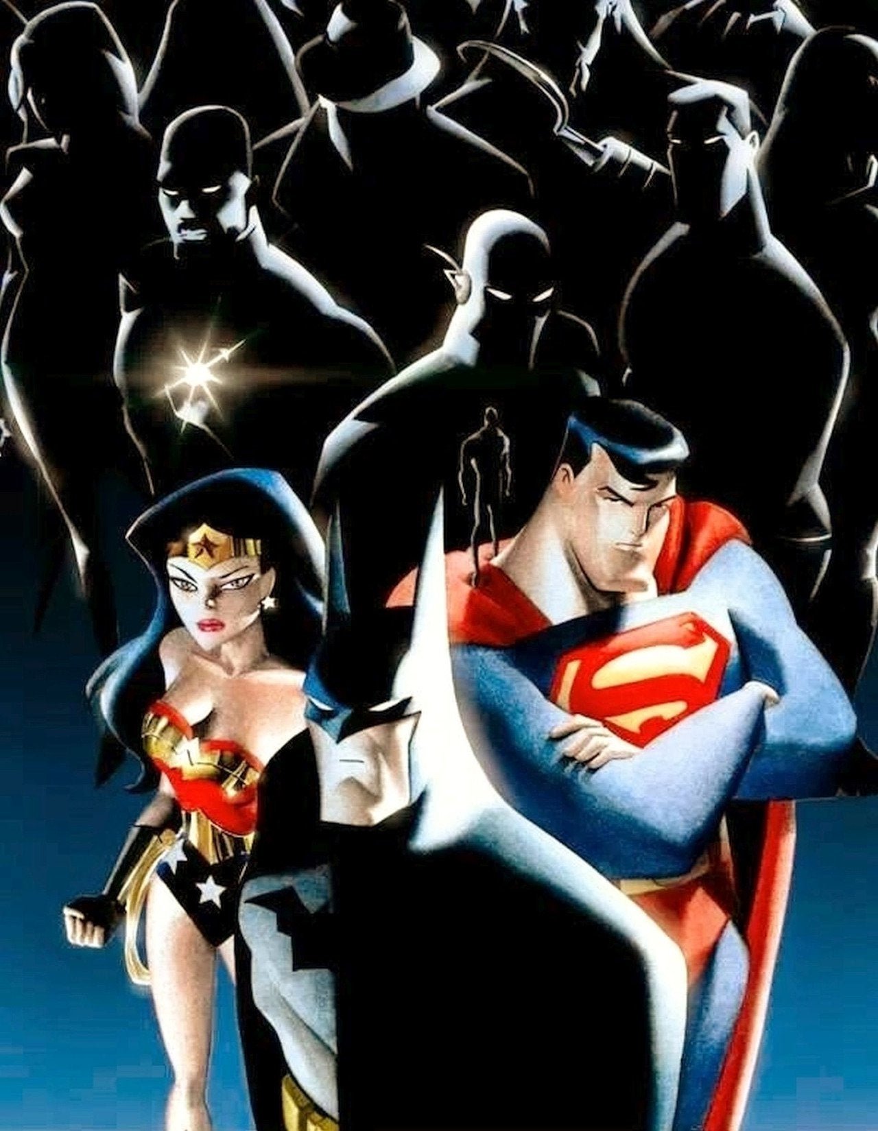 Wally West John Stewart (Green Lantern) Captain Atom Aquaman Shayera Hol Hawkgirl (DC Comics) The Question Green Lantern Flash Atom (DC Comics) Wonder Woman Superman TV Show Justice League Unlimited Image