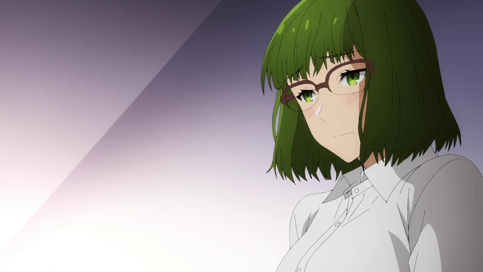 blush Sakura Kouno green hair green eyes glasses Anime Hori-san To Miyamura-kun Image