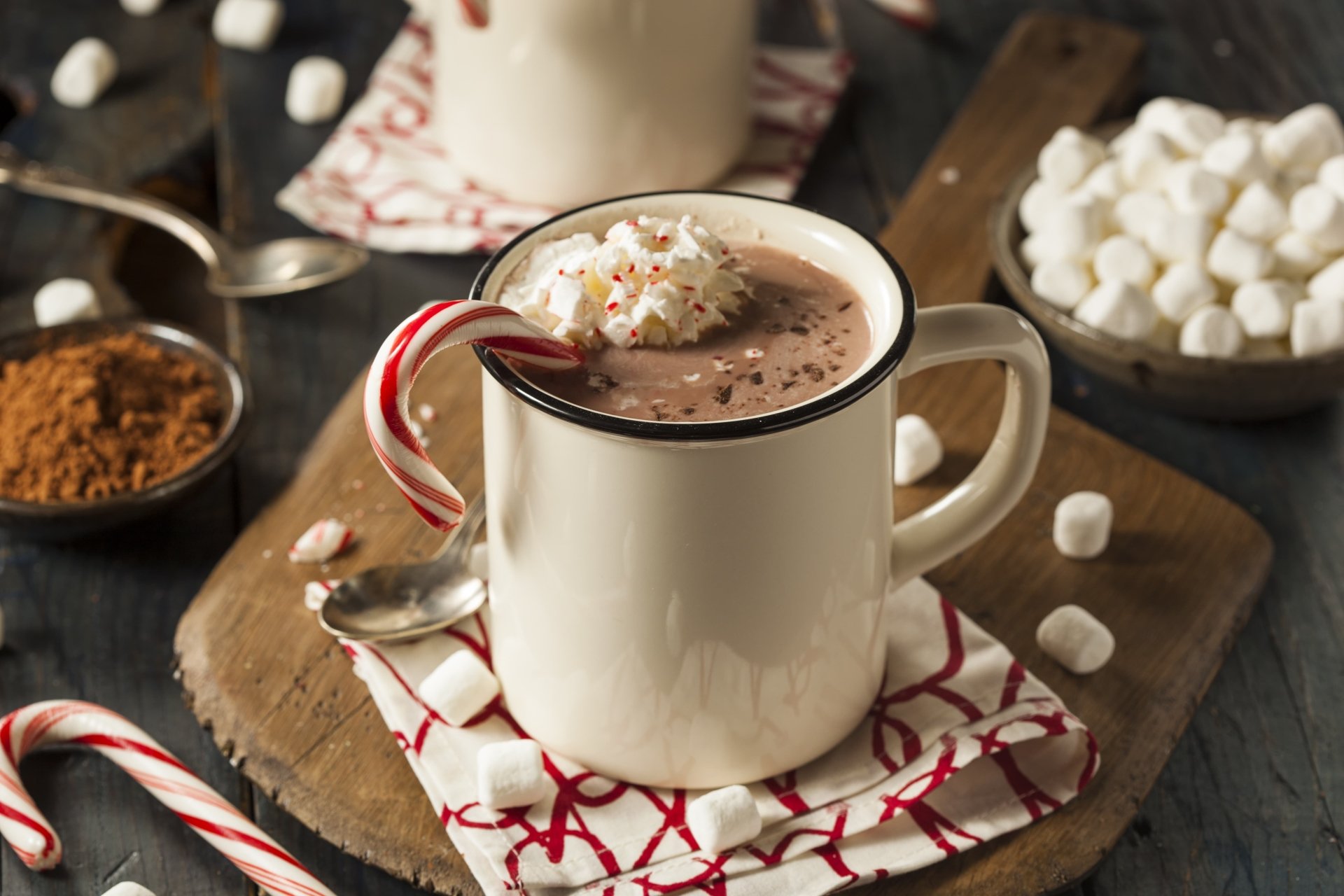 food hot chocolate Peppermint Whipped Cream marshmallows Image