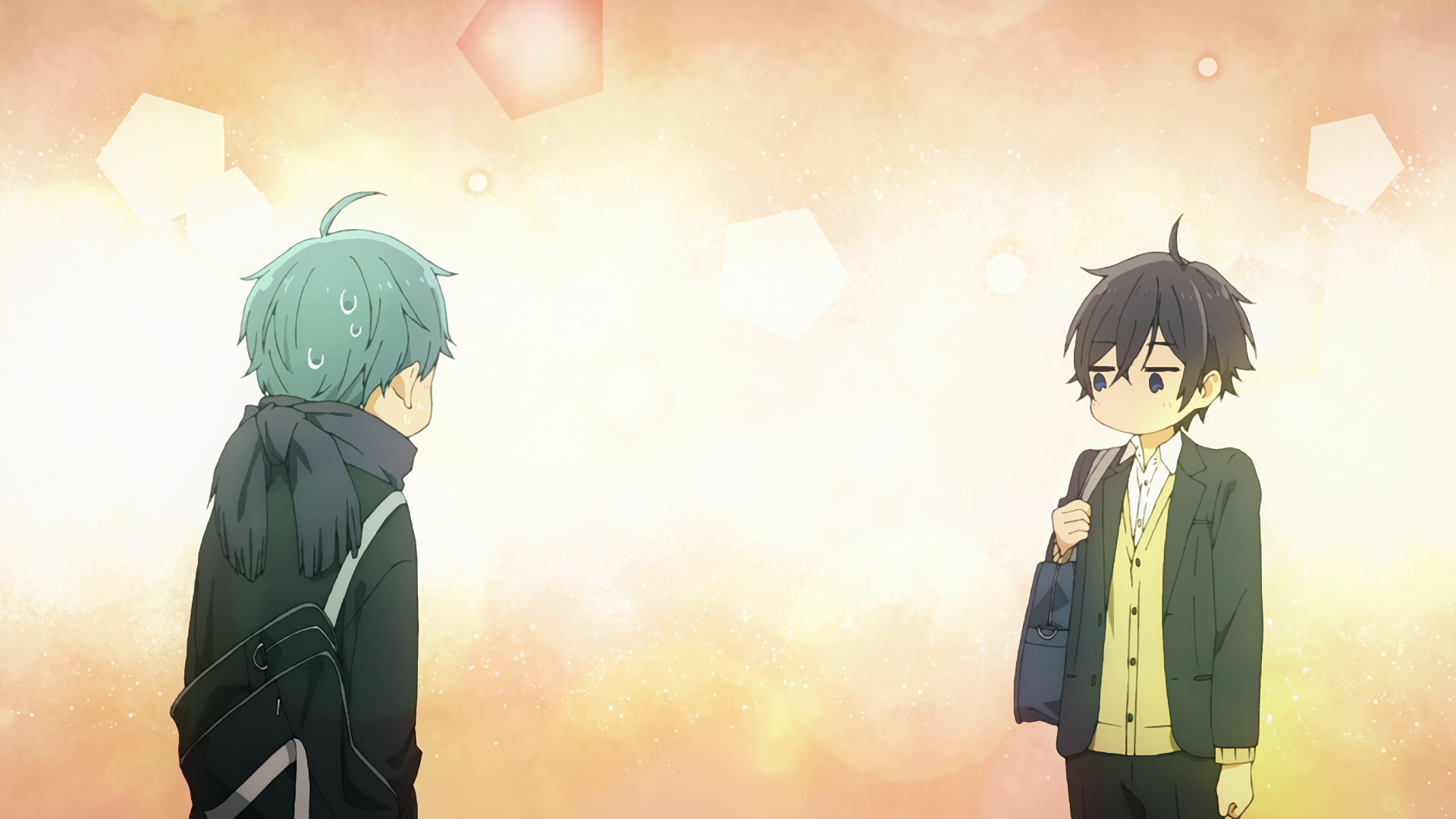 scarf blue hair Makio Tanihara Izumi Miyamura black hair Anime Hori-san To Miyamura-kun Image