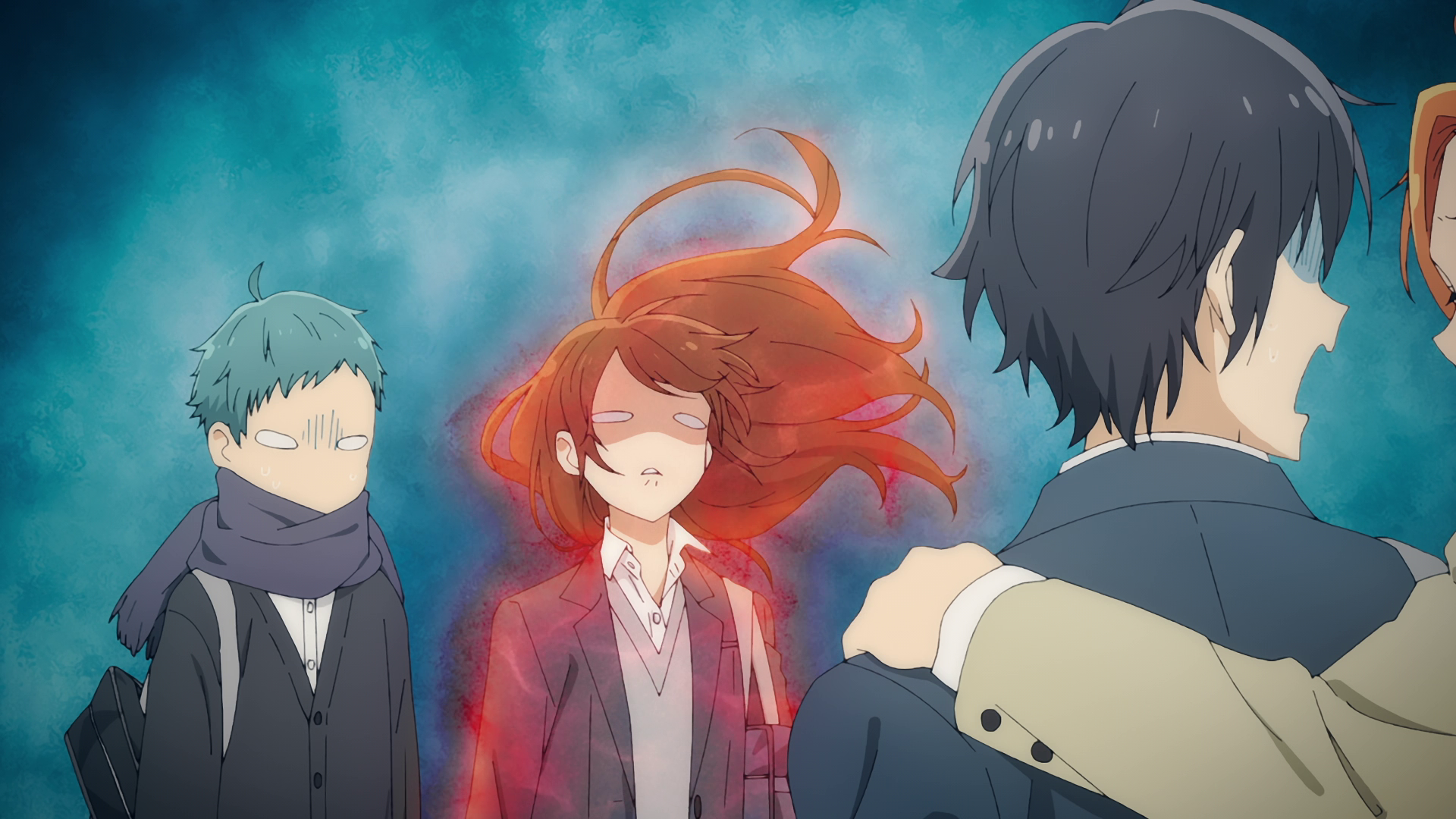 blue hair Makio Tanihara Izumi Miyamura black hair Hori Kyouko brown hair Anime Hori-san To Miyamura-kun Image