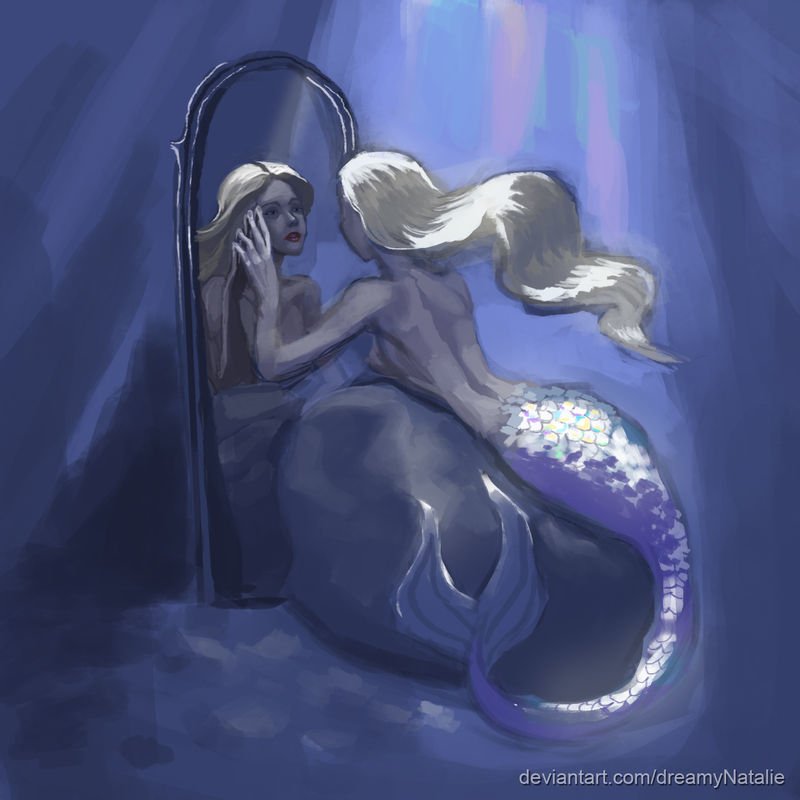 long hair mirror blonde fantasy mermaid Image