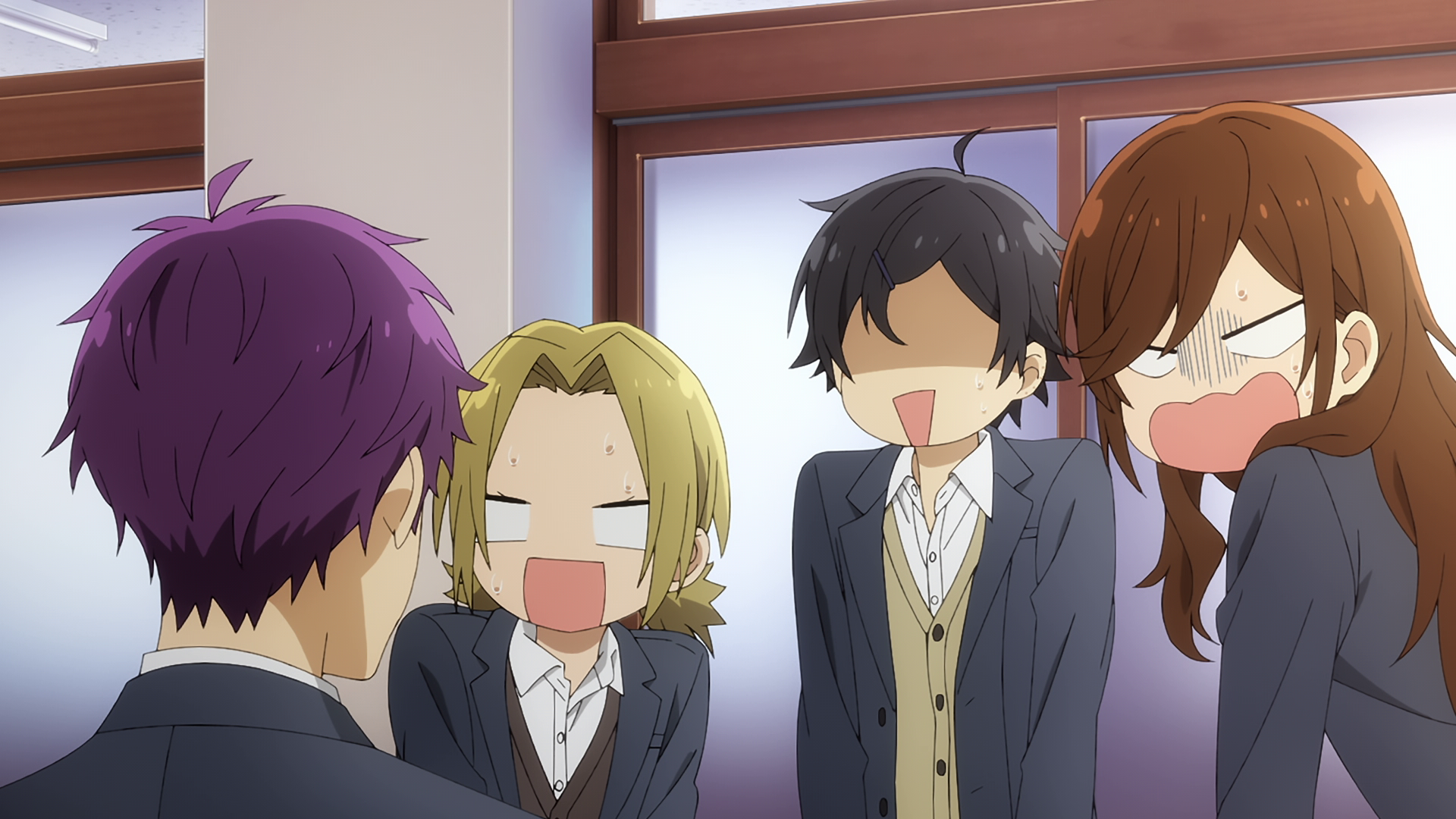 Hori Kyouko brown hair Yoshikawa Yuki blonde Izumi Miyamura black hair purple hair Tooru Ishikawa Anime Hori-san To Miyamura-kun Image