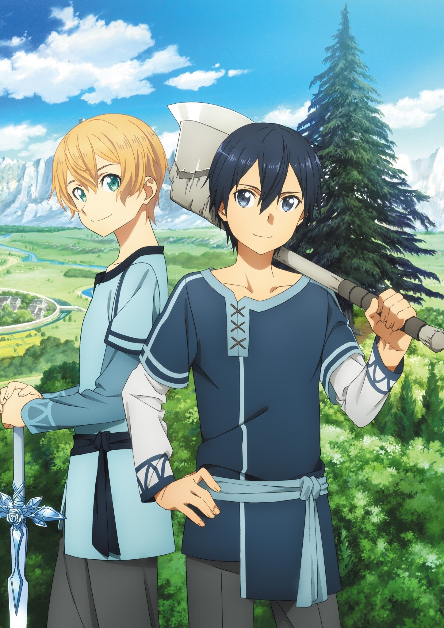 Blue Rose Sword (Sword Art Online) axe Eugeo (Sword Art Online) Kirito (Sword Art Online) Anime Sword Art Online: Alicization Image