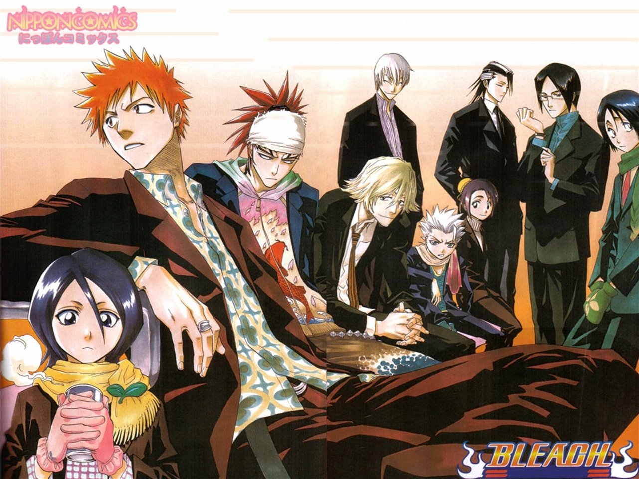 Hanataro Yamada Uryu Ishida Byakuya Kuchiki Tōshirō Hitsugaya Momo Hinamori Gin Ichimaru Kisuke Urahara Renji Abarai Ichigo Kurosaki Rukia Kuchiki Anime Bleach Image