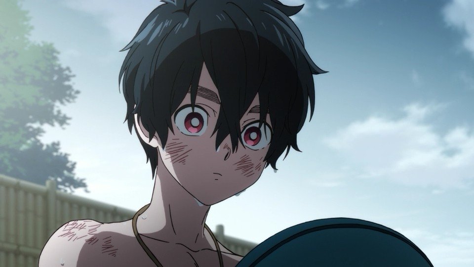 red eyes black hair Kabane Kusaka Anime Kemono Jihen Image