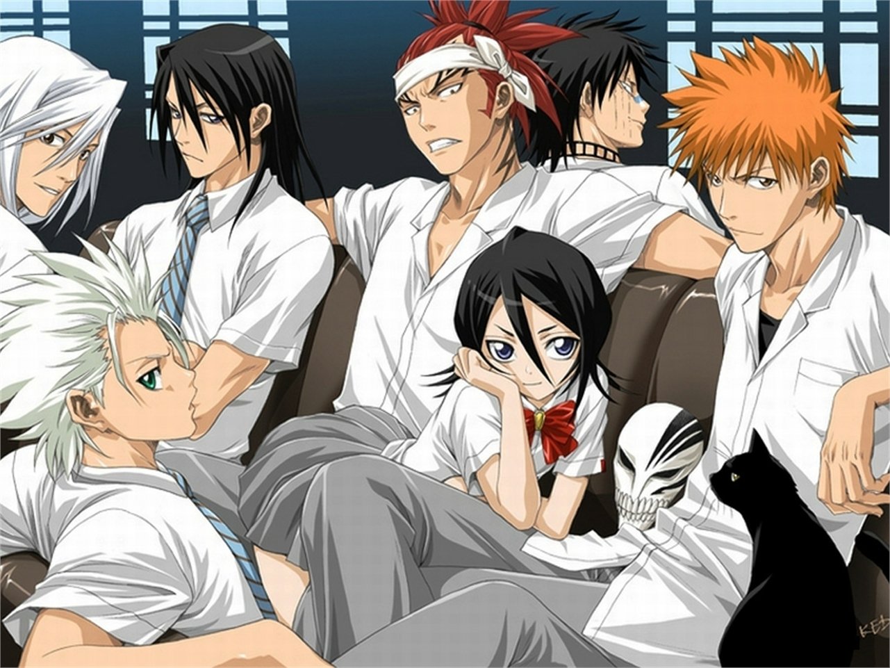 Ichigo Kurosaki Jūshirō Ukitake Byakuya Kuchiki Tōshirō Hitsugaya Renji Abarai Hisagi Shūhei Rukia Kuchiki Anime Bleach Image