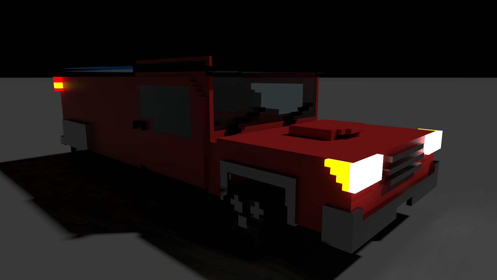 It's a voxel truck at night time. by Mastaan
