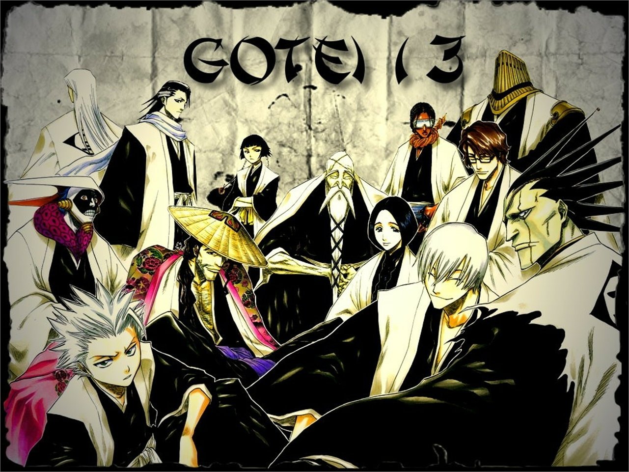 Shunsui Kyōraku Sajin Komamura Mayuri Kurotsuchi Genryūsai Shigekuni Yamamoto Unohana Retsu Sōsuke Aizen Kenpachi Zaraki Kaname Tosen Jūshirō Ukitake Byakuya Kuchiki Soifon (Bleach) Gin Ichimaru Tōshirō Hitsugaya Anime Bleach Image