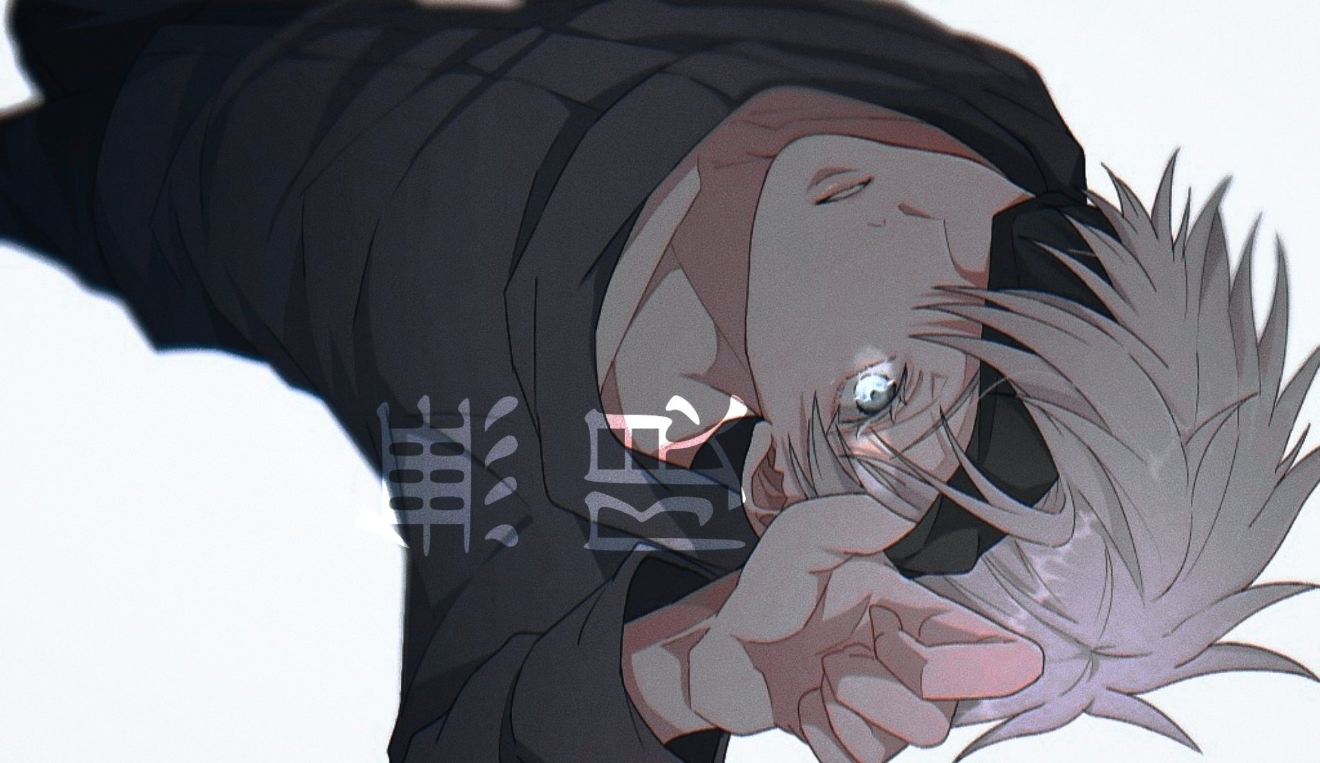 blindfold school uniform blue eyes white hair Satoru Gojo Anime Jujutsu Kaisen Image