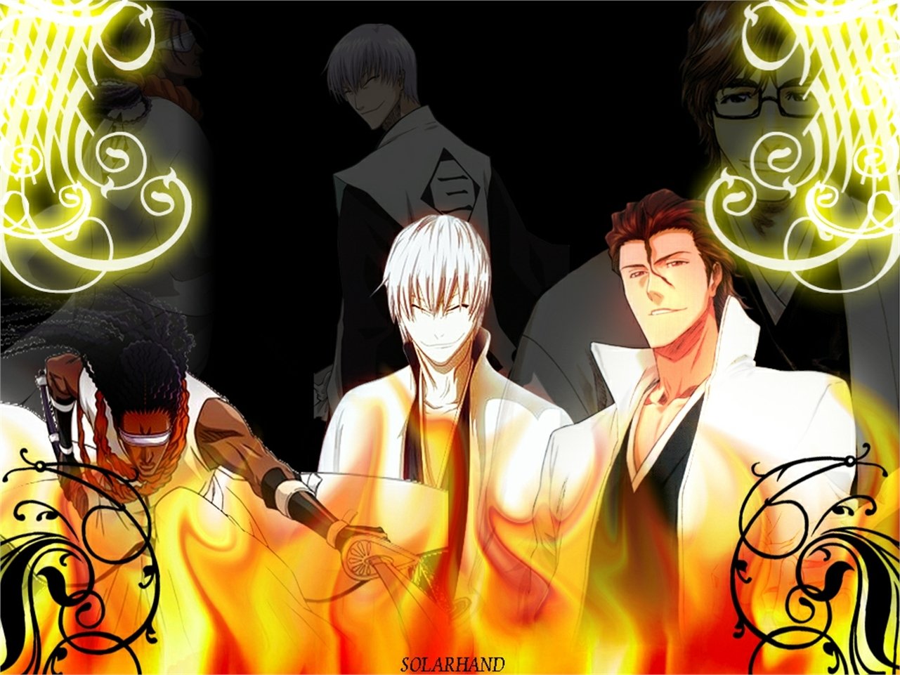 Kaname Tosen Gin Ichimaru Sōsuke Aizen Anime Bleach Image