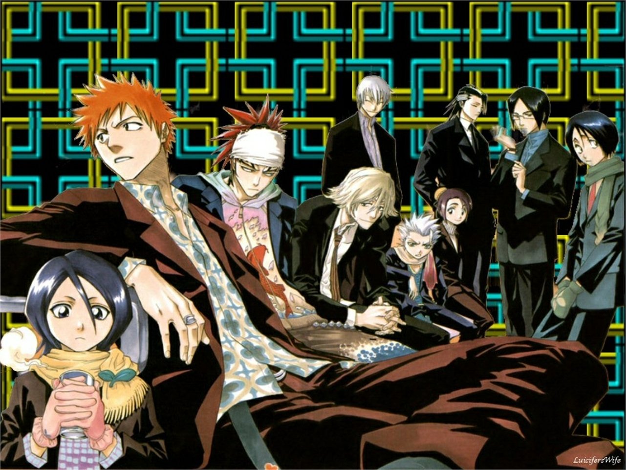 Hanataro Yamada Uryu Ishida Byakuya Kuchiki Gin Ichimaru Momo Hinamori Tōshirō Hitsugaya Kisuke Urahara Renji Abarai Rukia Kuchiki Ichigo Kurosaki Anime Bleach Image