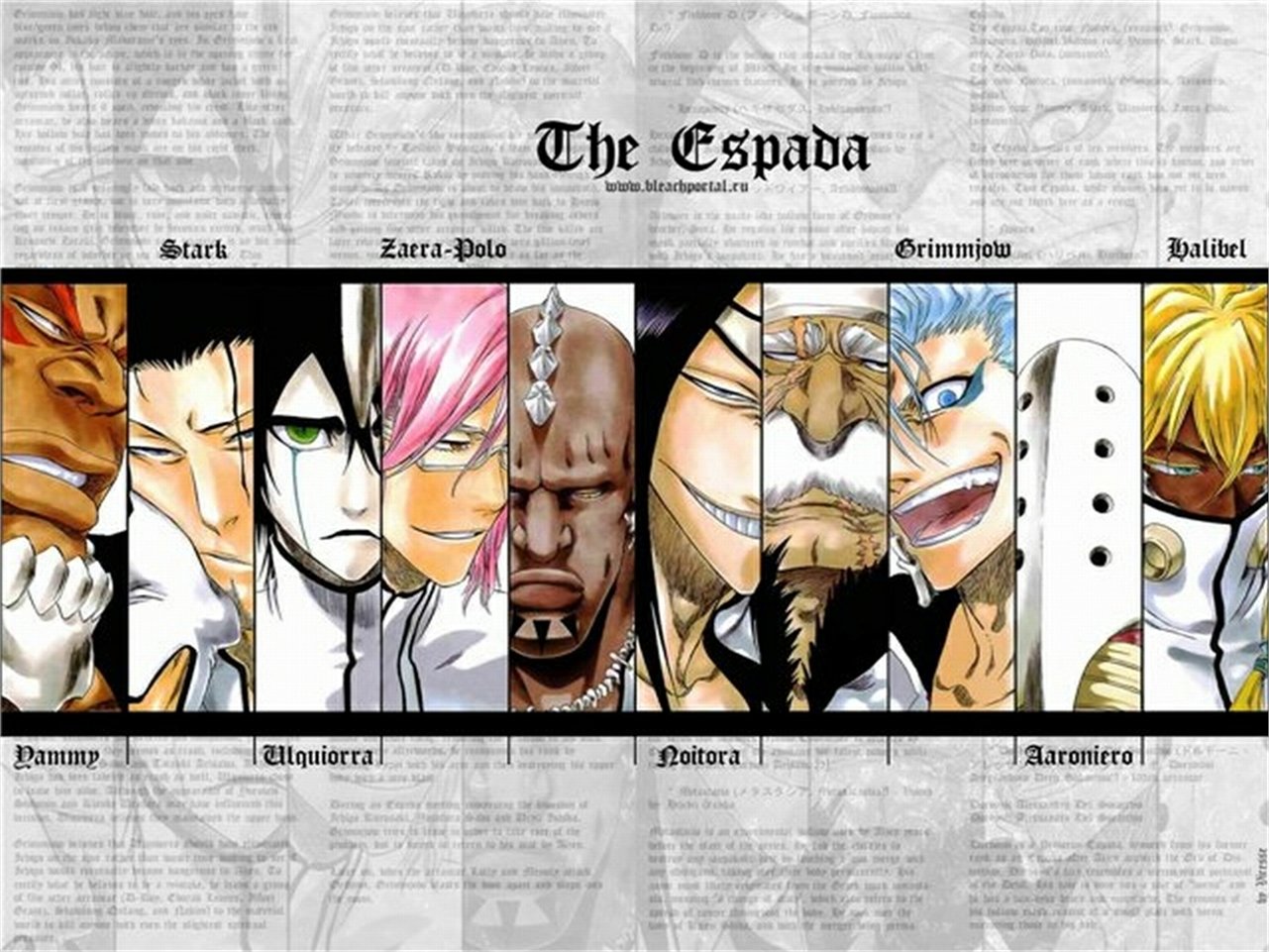 Zommari Rureaux Baraggan Louisenbairn Szayelaporro Granz Tier Halibel Grimmjow Jaegerjaquez Nnoitra Gilga Aaroniero Arruruerie Ulquiorra Cifer Coyote Starrk Yammy Llargo Anime Bleach Image