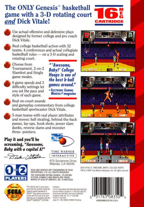 video game Dick Vitale's Awesome Baby! College Hoops Image