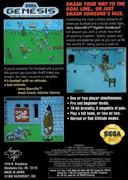 video game Jerry Glanville's Pigskin Footbrawl Image