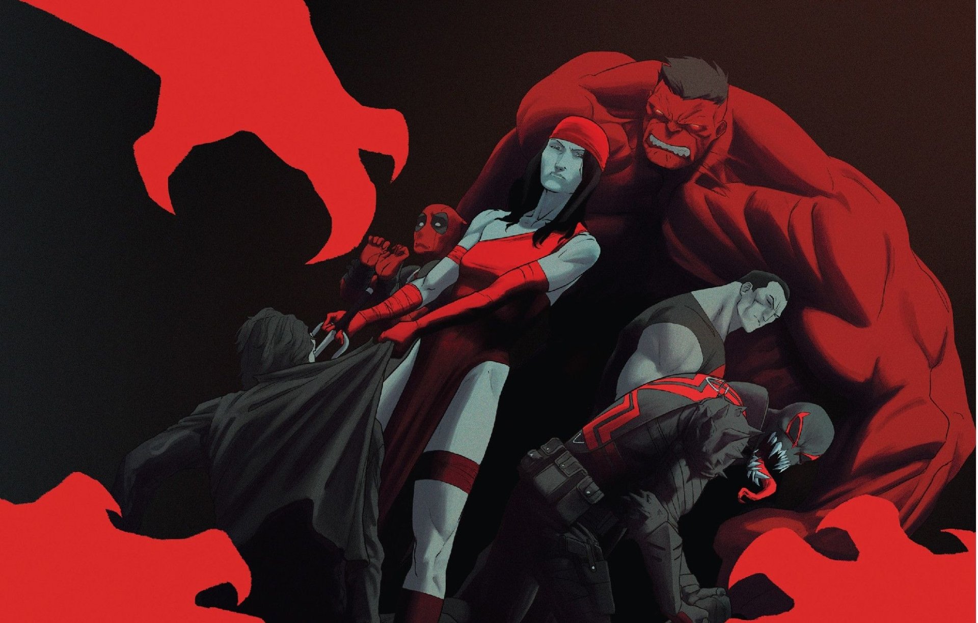 Rogue Thunderbolts: Deadpool, Agent Venom, Punisher, Elektra \u0026 Red Hulk, image size:1920x1222