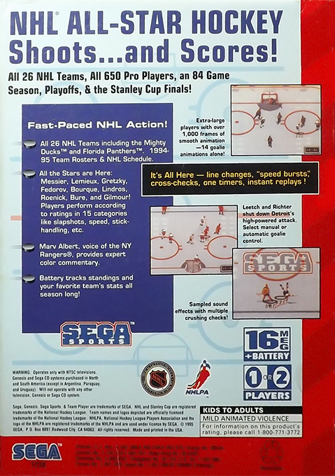 video game NHL All-Star Hockey '95 Image