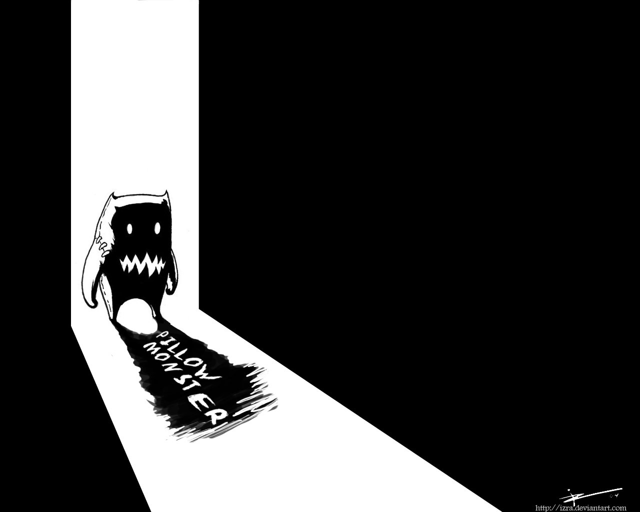 A playful black-and-white illustration features a whimsical monster emerging from the shadows, with Silly Monster written in bold lettering, evoking a quirky TV show vibe.