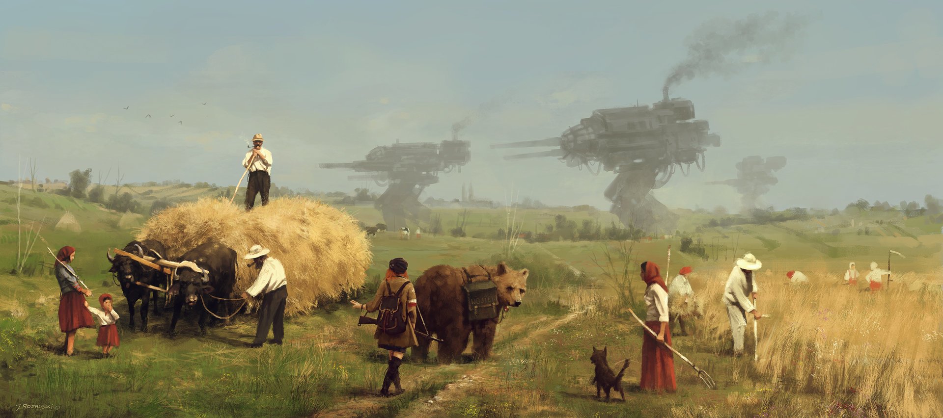 man made scythe Farming bear robot Image