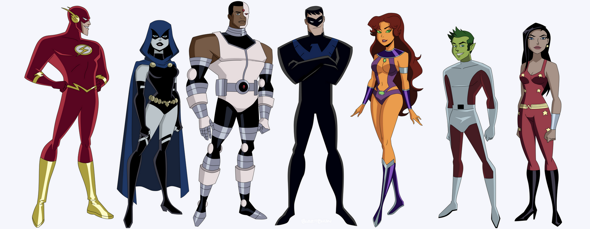 Garfield Logan Dick Grayson Wally West Beast Boy Cyborg (DC Comics) Raven (DC Comics) Wonder Girl Donna Troy Starfire (DC Comics) Flash Nightwing Comic Teen Titans Image