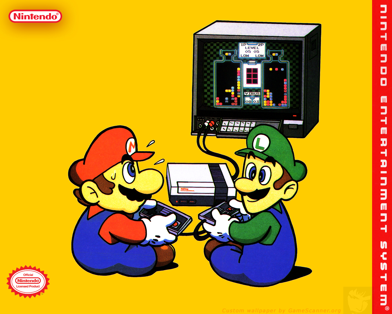 Mario & Luigi playing Dr. Mario