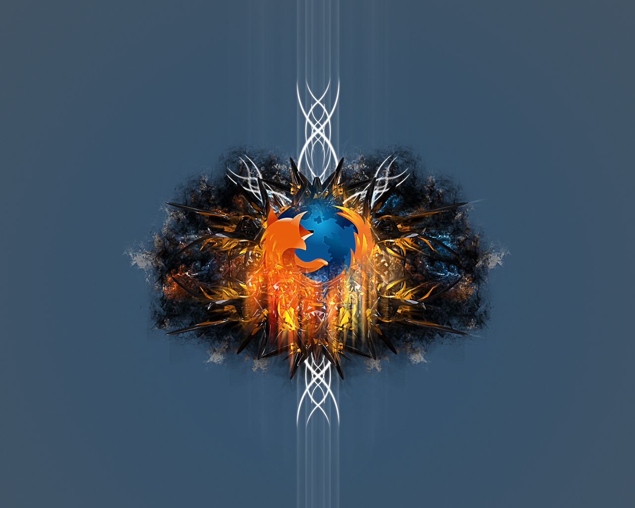 A vibrant digital artwork featuring the Firefox logo at its center, surrounded by fiery colors and intricate patterns, embodying the essence of technology and innovation.