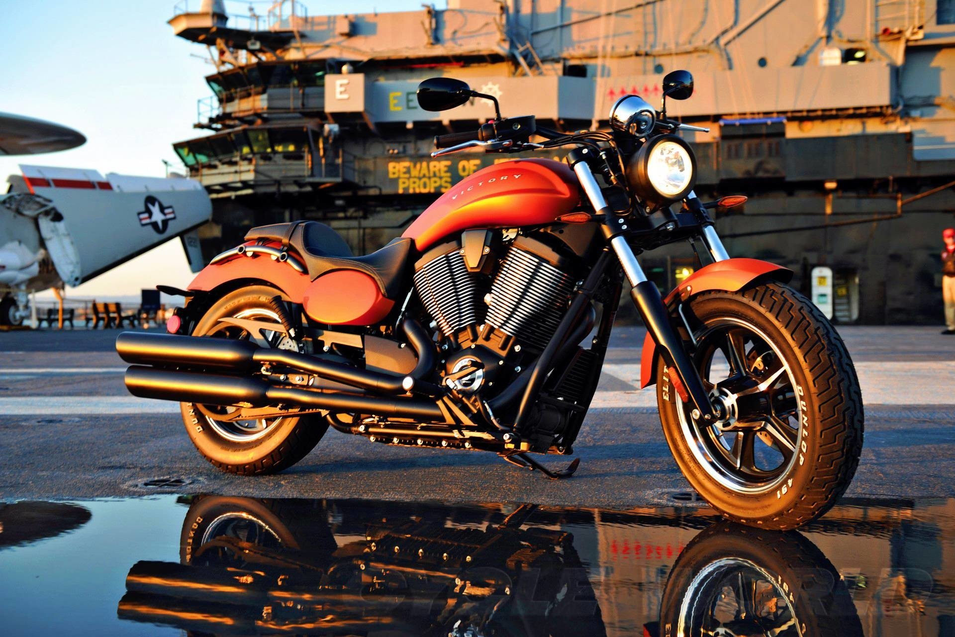 motorcycle cruiser outdoor reflection military Image