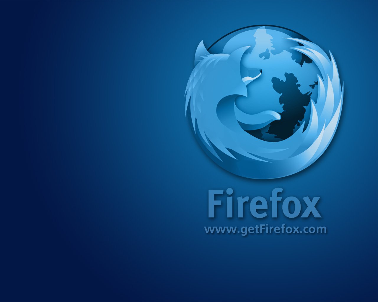 A sleek blue background featuring the Firefox logo, which depicts a stylized fox encircling a globe, representing the technology of the Firefox web browser.